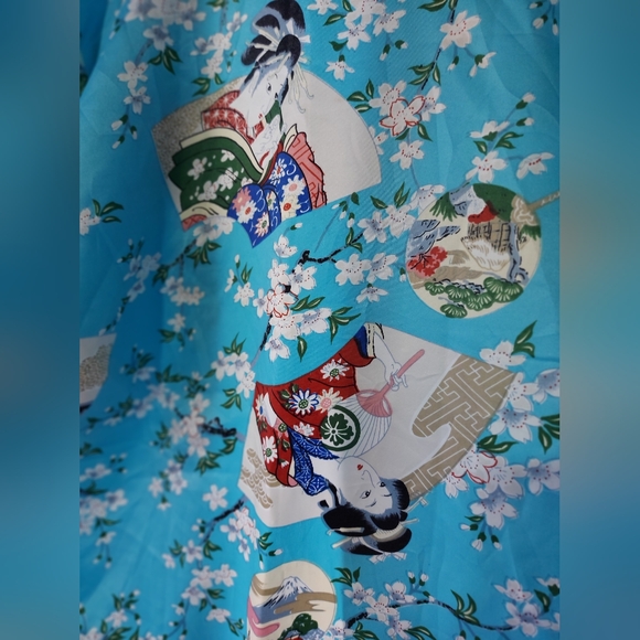 Floral Blue Kimono Robe - Picture 9 of 9